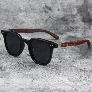GONLUEZ Outdoor Street Photography Wood Grain Sunglasses UV Protection Shades Retro Square Frame Sun Glasses for Women  Men