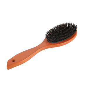 Hengfa Lina Natural Boar Bristle Hairbrush Wood Handle Boar Bristle Beard Comb Styling Detangling Straighten Brown Massage Comb Styling Tool