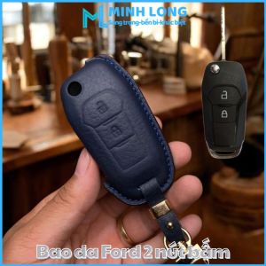 Bao Da Ép Form Chìa Khoá Ô Tô FOR-B2 Ford Ranger XL XLS Bao Da 2 Nút Bấm Da Thật Ép Form May Thủ Công Handmade