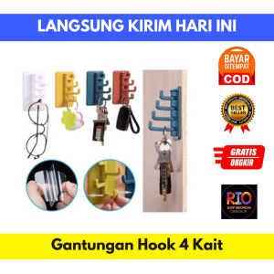 Gantungan Tempel Dinding 4 Kait Lipat serbaguna