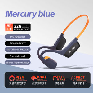 Polvcdg-S10 IPX8 Waterproof LED Swimming Bone Conduction Headphones 5.4 Random Play Sports Riding Headphones with Microphone