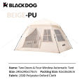 BLACKDOG Black Vinyl Automatic Tent Portable Folding 2 Doors 4 Windows 4 Person Camping Tent Auto Pop Up Fast Setup Poles Waterproof Windproof Outdoor Tent PU Or Vinyl Coated Beige Black Dog. 