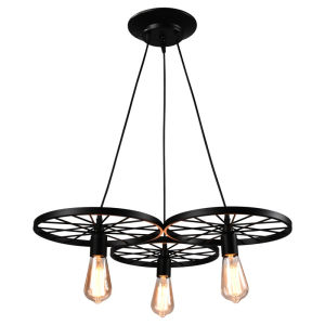 Chandelier American Retro Nostalgic 3 Head Wheel Style Lamp Iron pendant light Restaurant Ceiling Light for Loft Bar Counter Aisle Cafe Decorative Lighting