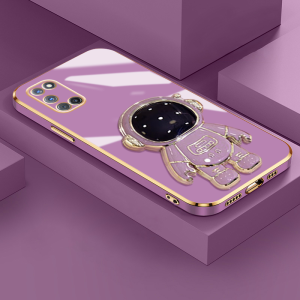 Casing Ponsel untuk OPPO A92 A52 A72 A91 F15 A74 F19 A95 F19s Reno 6 Lite Reno 3 Case 3D pola astronot Kesing HP pelapisan permukaan batas Gel silika Softcase wadah Phone Stands lensa kamera Casing
