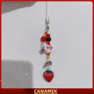 Miễn phí vận chuyển✨ Độc Đáo Ngọt Ngào Dâu Tây Điện Thoại Charms Mặt Dây Chuyền Dễ Thương Bow Tim Đính Cườm Keychain Máy Ảnh Schoolbag Trang Trí Phụ Kiện Quà Tặng