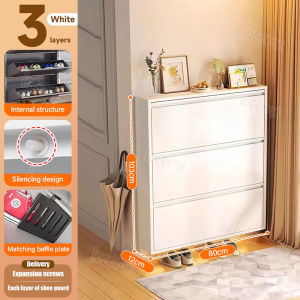 Steel Shoe Cabinet High-capacity Organizer With Cover Slim Shoe Storage Box Shoe Rack