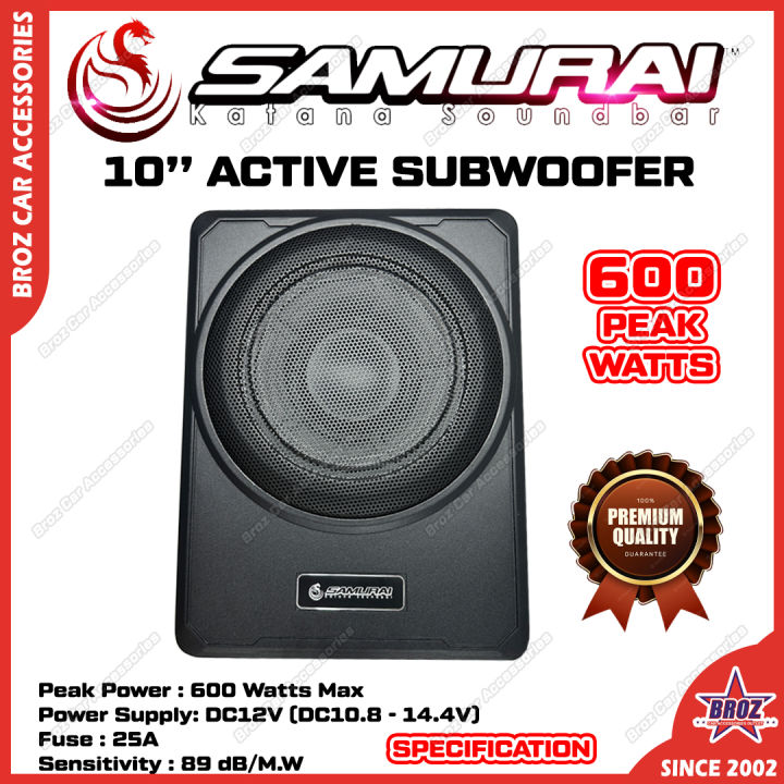 📣 SAMURAI KATANA SOUNDBAR 10 Inch 600W Car UnderSeat Super Slim Active ...