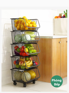 Kệ Đa Năng Di Động đựng Rau Củ 3 Tầng
