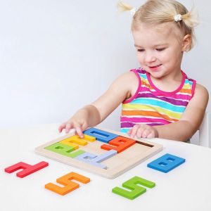 BEIBEI Hình vuông Số 3D khối gỗ xếp hình Đầy màu sắc Rèn luyện tư duy Thú vị Trò chơi giải đố thông minh Quà Tặng trẻ em