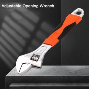 CHUAN 8/10/12 Inch Adjustable Opening Wrench Long Handle Heavy-Duty Torque Wrench Durable Carbon Steel Universal Spanner Auto and Bathroom Repair Tool