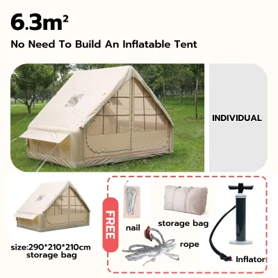 Magic Pocket Air Inflatable Polyester Tent Outdoor Camping Large Area Air Pump Family Multi Person Hut Tent