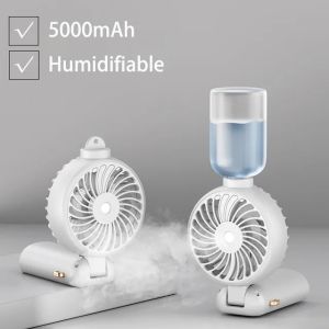 5000/2500mAh Portable Spray Mist Fan With LCD Display 5 Gear Mini Electric Fan USB Rechargeable Wireless Fan Spray Water Fans