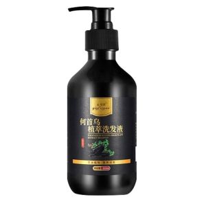 Black Hair Dye ShampooBlack Shampoo Halal Grey Hair Dye Shampoo Grey Hair Colour Treatment White Hair Trun Black 300ml Polygonum multiflorum natural shampoo Plant Liquid Treatment Grey Repair White Hair Turn Permanent Black uban ke rambut hitam 何首乌洗发水