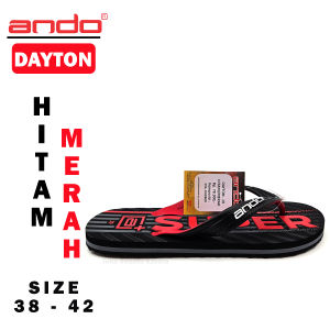 Sandal Jepit Anak Laki Laki/Pria Dewasa – ANDO – DAYTON – Size 38-42 – Outdoor – Casual – Fashion Hitam Merah