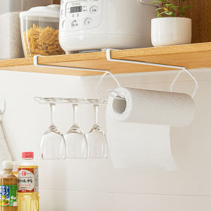 Kitchen Paper Towel Holder Hook On Hanging Tissue Roll Organizer Cloth Holder Wine Glass Holder