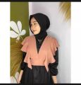 Outer kekinian ootd hijab crop top yura korea  rufly polos cringkle airflow viral. 
