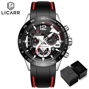 LICARR Fashion Brand Mens Watches Rubber Quartz Business Date Display Chronograph Original Casual Mens Waterproof Sports Watch