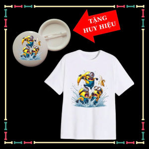 Áo thun bé trai bé gái mẫu Minion có size người lớnđủ màu sắc size từ 10kg đến 90kg -Tặng huy hiệu