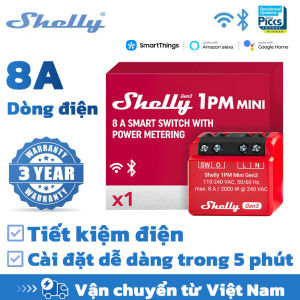 Shelly 1PM Mini Gen3 Công tắc thông minh điều khiển bằng Wi-Fi 8A Công tắc rơle nhỏ nhất điều khiển thông minh giám sát nguồn điện chính xác