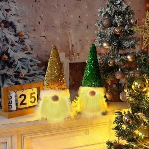 MADEWITH Fabric Christmas Gnome Figurine Plush White Beard Sequin Pointed Hat Tomte Figurine  Freestanding Plush Gnome Doll Christmas Table Decor