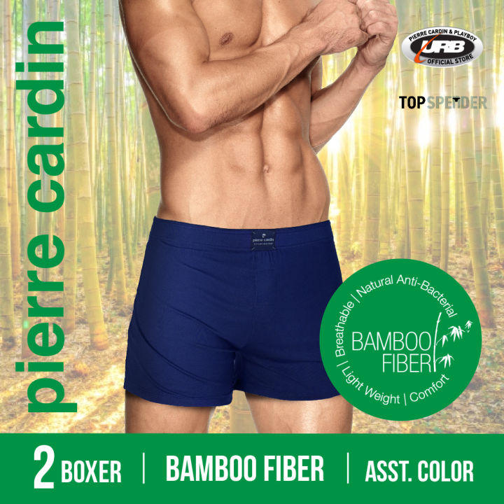 2 Pieces Bamboo Fiber Spandex Pierre Cardin Men s Boxer Shorts