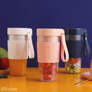ED Mini Portable Juicer Fruit Vegetable Juice Blender 2200mAh 400ml Juicer for Fruit/Milkshake/Ice Smoothie+ Free Cable (2 Blades)