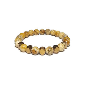 CW Manila - 0SIRIS Stretch Bracelet - 8mm Picture Jasper with Truncated Spacers - Charm Bracelet