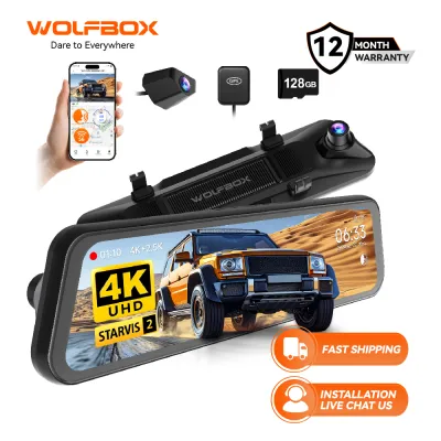 WOLFBOX G900 PRO Dash Cam 4K+2.5K Car DVR Voice Control 5GHZ WI-FI and GPS Video Recorder Front and rear camera