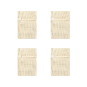 Pack of 4 Breathable Thickened Cotton Mesh Laundry Bags for Sweater Underwear Washing Net with Reinforced Zippers