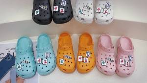 [Free Shipping] Thick-Soled Closed-Toe Sandals For Women DIY Summer New Style Wedge-Heeled Height-Increasing Beach Clogs Creative Platform-Soled Flip-Flops