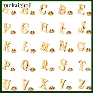 tuokaiguoji High Quality Classic Style Gold Letter A-Z Metal Brooch Women Mens Lapel Pin Womens Hat Scarf Backpack Badge Jewellery