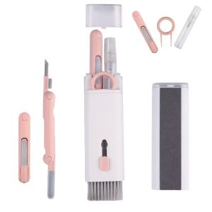 All-in-One Electronics Cleaning Kit 7-in-1 – Keyboard Cleaner AirPods Cleaner Laptop Dust Brush with Spray Bottle Keycap Remover & Microfiber Cloth Portable Tool