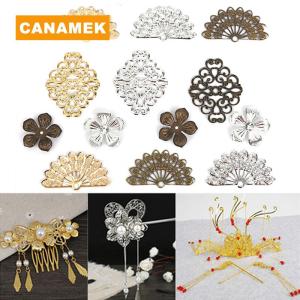 【CANAMEK】 100Pcs Flower Filigree DIY Accessories Metal Crafts Connector For Jewelry Making