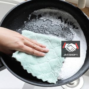 Kain Lap Piring Anti Minyak 27X16 25X25 14X21 Bahan Coral Fleece / Ain Lap Piring Microfiber