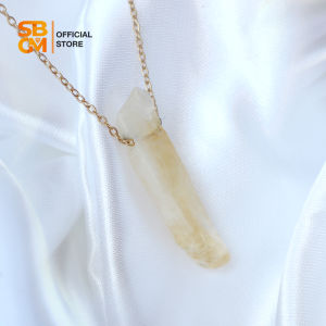 SBGM Jewelry Stainless Steel Non tarnish Lucky FengShui Citrine Crystal Pendant with Cable chain Necklace Jewelry Box