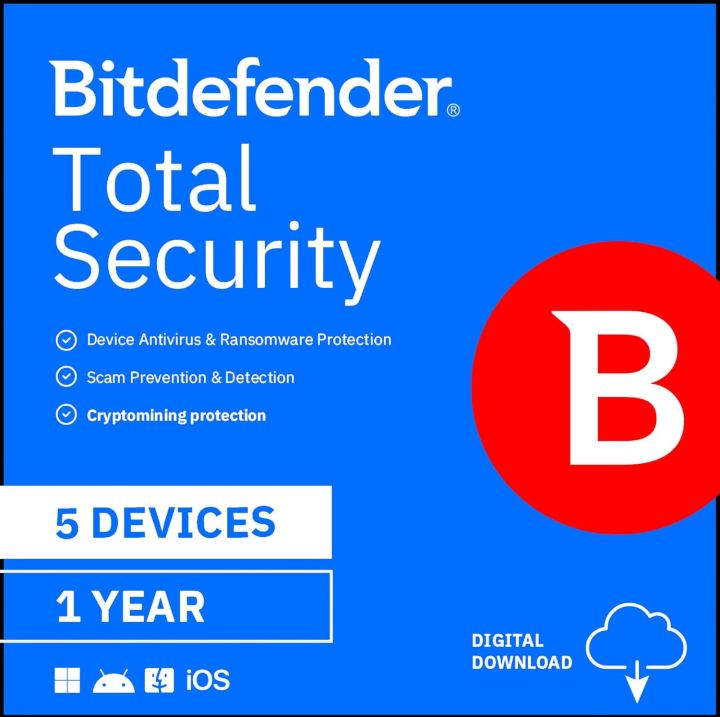 Bitdefender Total Security Individual 2026 - 1/2 Year 5 PC Device ...