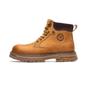 Cameljeans Mens Shoes Autumn Retro Thick-soled Outdoor High-top Work Boots Martin Boots