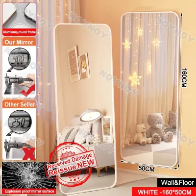 160*50CM HD Whole Body Stand Mirror Floor/Wall Mount Dual Use Vertical Arch Full Body Mirror Metal Frame Full-Length Mirror Explosion-proof Nordic for Bedroom Living Room Live Broadcast