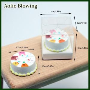 Aolie 1 12 Dollhouse Cartoon Cake With Clear Box Model Dollhouse Mini Simulation Dessert Decoration Dolls House Food Accessories