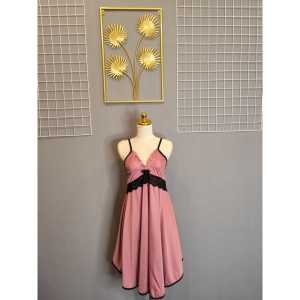 fazza22id dress lingerie size jumbo fit xxl / daster wanita bahan poly spandek LD 112 cm renda hitam besar