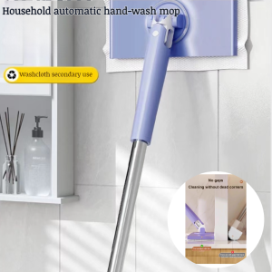 【Ready Stock In Malaysia】Hands-Free Mini Mop Automatic Cloth Changing Hands-Free Mini Mop With 360°Rotating Head Wet And Dry Flat Mop