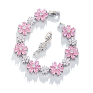 Sequito fashon đồ trang sức vàng trắng màu sắc đầy đủ Pave Nhiều màu AAA đá Cubic Zirconia hoa giả sang trọng Vòng tay mặt cho bên hàng ngày phụ kiện cổ tay B216
