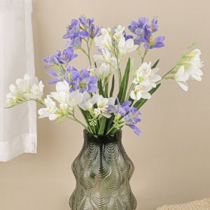 TUO29 ส้อม2อัน ดอกฟรีเซียเทียม งานทำมือ สัมผัสได้จริง ดอกไม้ปลอม ตกแต่งแจกัน DIY เหมือนจริงจริง ดอกลูกสัตว์จำลอง ตกแต่งบ้านห้องนั่งเล่น