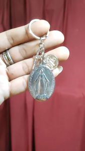 Miraculous Silver Oblong Medal with St. Benedict Medal for Protection Against Evil and St. Benedict Crucifix for Keys