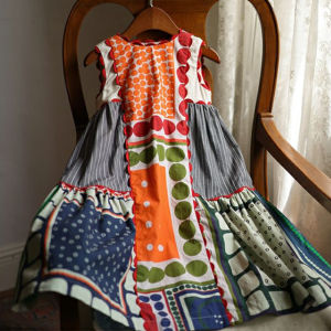 Bear Leader Baby Girls Clashing Patchwork Sleeveless Dress For 3-7 Years New Summer Vintage Style Kids Clothing