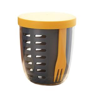 ชุดถ้วยพร้อมส้อมสำหรับมล. ความจุชามสลัดทรงขวดภาชนะใส่สลัดพร้อมส้อมสำหรับนักเรียน600ใบ