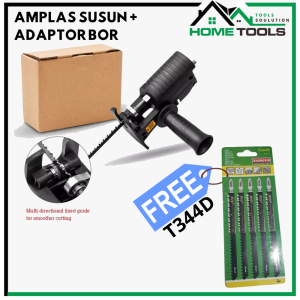 Adapter recipro jigsaw mesin bor tangan Konektor Mesin Bor Jadi Gergaji Free 1 Set Mata Jigsaw T344d