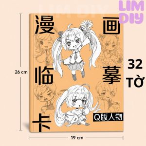 Giấy Tập Đồ Nét Manga Anime Giấy Luyện Vẽ Nhân Vật Chibi Thiếu Nữ Thiếu Niên 32 Tờ Khổ 26x19cm Giấy Tách Rời LIM DIY