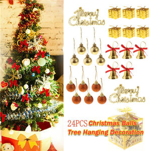 【TaroBall】26pcs/Set Gold Christmas Balls Christmas Tree Gifts Balls Hanging Pendants Xmas Ornaments Party DIY Room Decor Christmas Decorations for Home