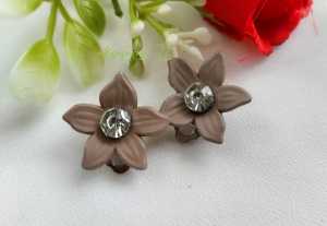 Aksesoris 76 -Sepasang  Anting Klip Hijab Bunga Kecil - Anting Jepit Hijab  Handmade